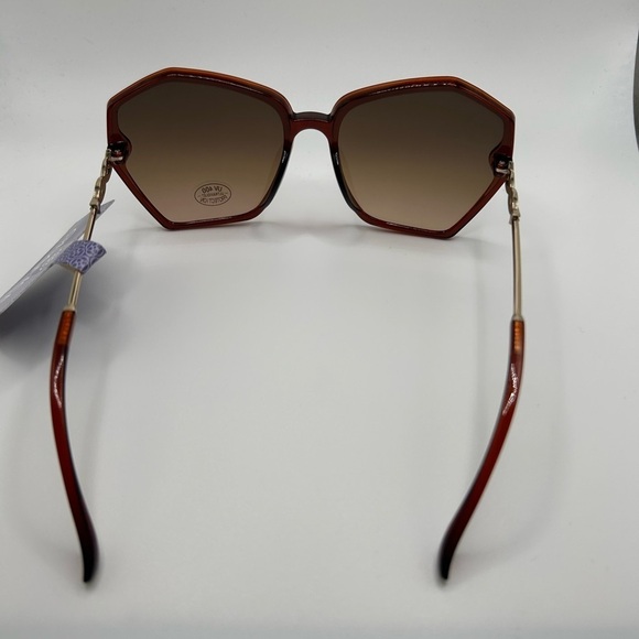 Glance  Eyewear Oversized Large Brown Frame Sunglasses 100% Uv Protection NWT - Picture 4 of 6